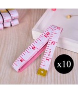 New LOT Of 10 TAILOR TAPE MEASURES White Pink Durable Soft Measuring Tap... - £7.11 GBP