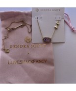 Kendra Scott Love Shack Fancy Elisa Bow  Purple Sunny Meadow Gold Necklace  - €54,25 EUR