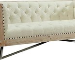 Armen Living Regis Sofa in Cream and Gunmetal Finish - $2,875.99