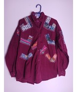 Vintage Wearever Long Sleeve Button Up Patchwork Aztec Shirt Men&#39;s S - $728.74 MXN