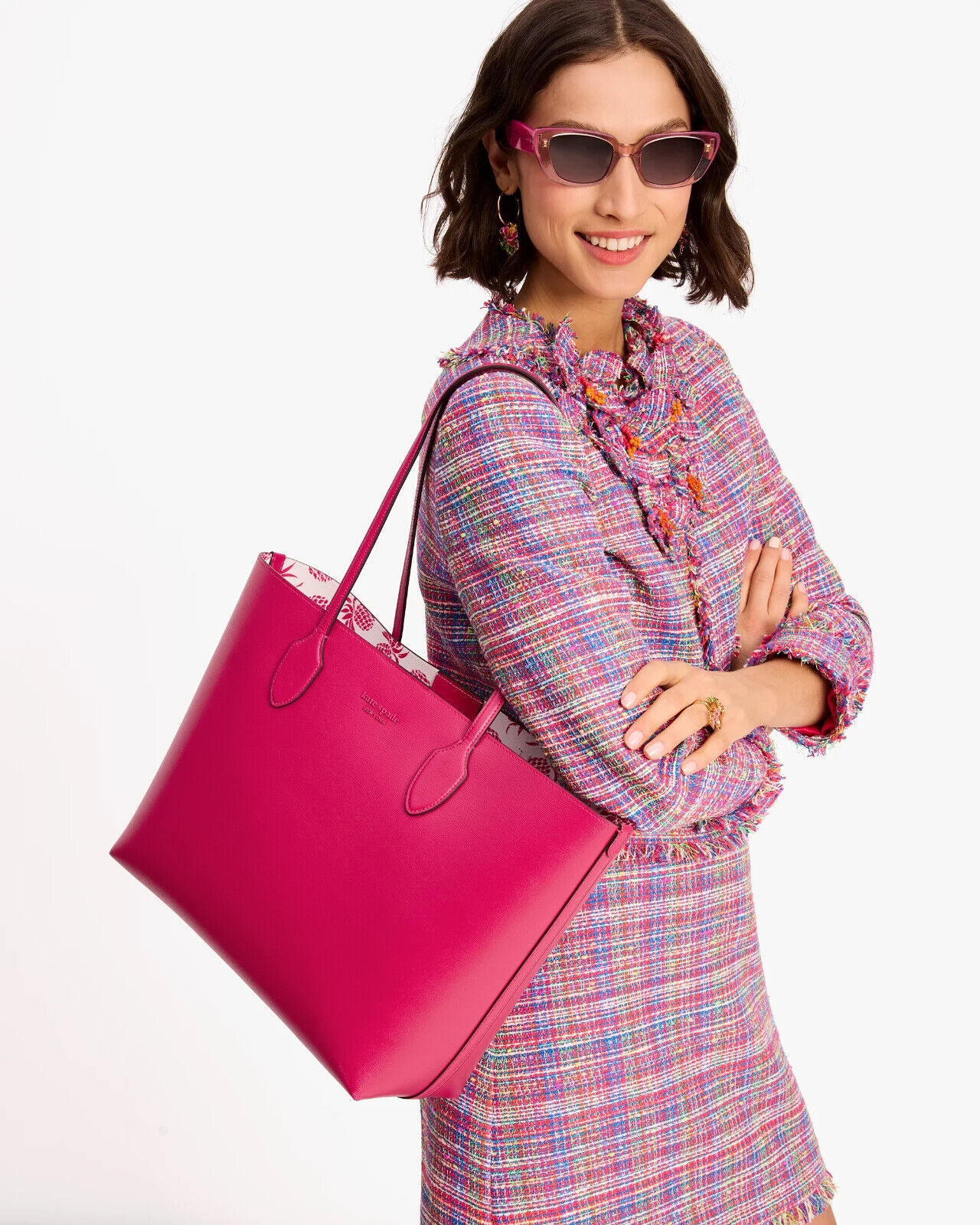 NWB Kate Spade Bleecker Pineapple Large Tote Pink Leather Purse KH042 Gift Bag