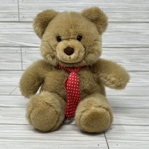 Heartland Bear Plush Red Polka Dot Neck Tie 1987 Vintage Stuffed Animal Brown 9” - £11.06 GBP