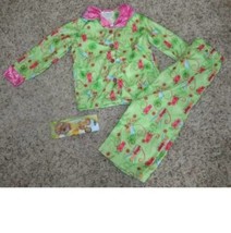 Girls Pajamas Disney Fairy TinkerBell 2 Pc Green Christmas Fleece &amp; Lip ... - $16.83