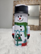 SNOWMAN CHRISTMAS TIN CONTAINER, 9 1/2&quot; TALL Harry&amp;David - £8.09 GBP