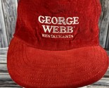 Vintage George Webb Restaurants Red Corduroy Snapback Trucker Hat - USA ... - $19.34
