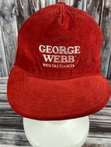 Vintage George Webb Restaurants Red Corduroy Snapback Trucker Hat - USA - RARE! - $19.34