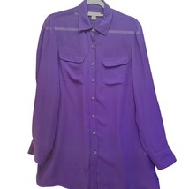 Coldwater Creek Womens Button Up Purple Size Small 100% Polyester Pockets Sheer - £10.00 GBP