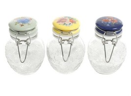 Three (3) ~ Pioneer Woman ~ Floral Medley ~ Locking Lid ~ Clear Storage Jars - £17.65 GBP