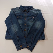 Nina Leonard RN#115070 Women&#39;s Cotton Blend Blue Denim Jacket Pockets Sz Medium - £14.37 GBP