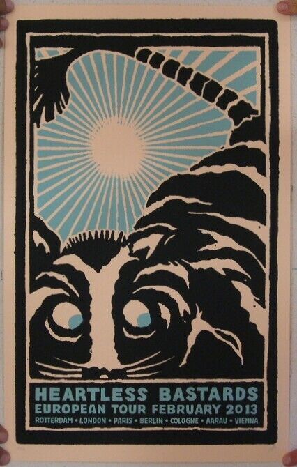Heartless Bastards Poster Silkscreen European Tour February 2013 The Mint - $72.25
