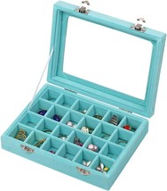 Lantwoo 24 Grids Velvet Glass Ring Earrings Jewelry Box Earrings Organiser - £23.71 GBP