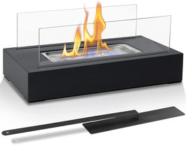 Poofzy Portable Fireplace Indoor Outdoor, Tabletop Fire Pit With Flame Snuffer &amp; - £31.16 GBP