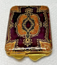 Vintage Beautiful Leather Powder Compact Gold Tooled Design 3 1/8 x 2" - $36.14