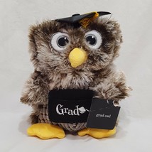 Grad Owl Graduation Plush Stuffed Animal 10&quot; Toy Homerbest Gray White Bird - £13.45 GBP