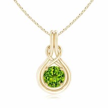 Authenticity Guarantee 
ANGARA Round Peridot Solitaire Infinity Knot Pendant ... - £951.87 GBP