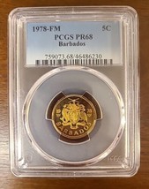 1978-FM PCGS PR68 Barbados 5 Cent Nickel - £18.36 GBP