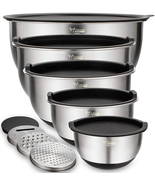 Mixing Bowls with Airtight Lids Set, 5PCS Stainless Steel Nesting Bowls ... - $71.79 CAD
