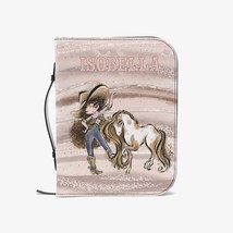 Book/Bible Cover, Howdy, Cowgirl and Horse, Brunette Curly Hair, Brown E... - $56.95+