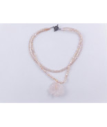 ROSE QUARTZ Flower Pendant on Pearl and Glass Beaded Necklace - Sterling... - £43.96 GBP