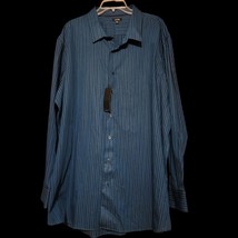 NWT APT.9 Big &amp; Tall Striped Button-Down Shirt 3XLT 100% Cotton Green Black - $799.83 MXN