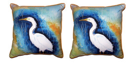 Pair of Betsy Drake Great Egret Left Small Pillows 12 X 12 - £54.11 GBP