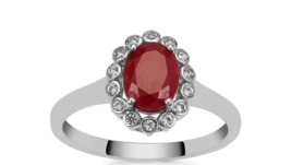 Burmese Ruby Ring With White Zircon In 9K White Gold 1.75CTS - £250.27 GBP