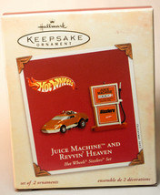 Hallmark: Juice Machine &amp; Revvin&#39; Heaven - Hot Wheels Set of 2 Keepsake Ornament - £13.27 GBP
