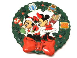 Disney Mickey & Minnie Mouse Parks 9 1/2" Christmas Cookie Plate - £15.56 GBP