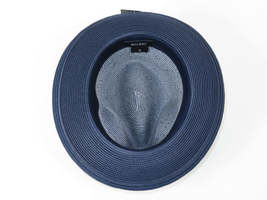 Men's Milani Straw Braided Fedora Hat Soft Crushable FDS-006 Navy/White image 5