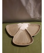 George Briard Majolica Peach Triple Divide Basketweave Butterfly Plater ... - $47.39 CAD