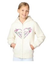 Roxy Girls Boys Hoodie Beige Multicolor Heart Flowers Full Zip Lined Active - $835.59 MXN
