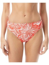 VINCE CAMUTO Red Floral Stripe Bikini Reversible High Leg Swimsuit Bottom L New - £27.74 GBP