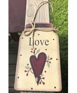 Primitive Decor 206-77033 love  w/berries and star Mason Jar  - $4.95