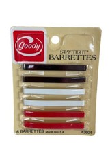 Goody Stay Tight Barrettes 2.5&quot; 6 Pack Black White Red 3604 USA 1982 Vin... - $34.19