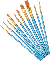 Elisel Paint Brush Set, 10 Pcs Nylon Hair Art Paint Brushes  Blue - £12.54 GBP