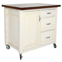 Sunset Trading Andrews Kitchen Cart, Medium, One Size, Distressed Antique White - £958.02 GBP
