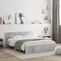 Bed Frame with Headboard Concrete Grey 150x200 cm King Size - £103.78 GBP