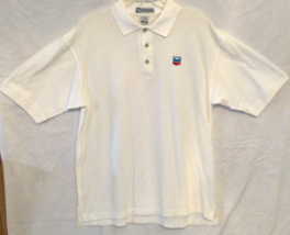 Chevron Gas Station White Employee Oil Collar Polo Shirt SZ Large Extrem... - £18.90 GBP