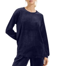 Hanro Womens Long Sleeve Velour Sleep Shirt Intense Blue Large - £98.12 GBP