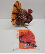Vintage Thanksgiving Cardboard Turkey Honey Comb Tissue Paper Tail Beist... - $282.13 MXN