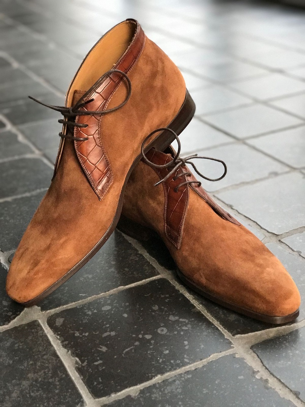 New Handmade Men's Brown Chukka Boot, Men's Suede Lace Boot, Men's Fashion New