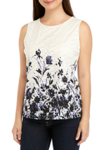 Nwt Tommy Hilfiger White Blue Floral Cotton Career Blouse Size M $59 - £36.16 GBP