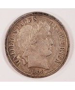 1908-D 10C Barber Dime En Au État, Certains Léger Tonifiant, Beau Luster - £83.06 GBP