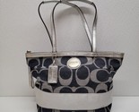 Coach Womens Monogram &quot;C&quot; Textured Denim Zipped Tote Handbag Purse Blue ... - $54.35