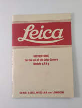 INSTRUCTIONS FOR THE USE OF LEICA CAMERA MODELS C, F &amp; G - $11.96