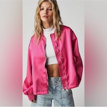 Free People We The Free Echo Satin Slouchy Bomber Jacket Pink Women&#39;s Small NWT - £79.82 GBP