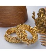VeroniQ Trends-Traditional Gold Plated Pachi Kundan Bangles with Golden ... - $187.30 CAD