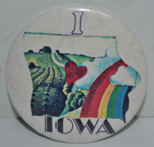 Vintage 80s - I Heart (Love) Iowa -  2-1/4&quot; Pinback Button Pin - £12.69 GBP