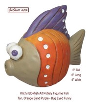 Studio Crafted Funny Fish Art Kitchy Buggy Eyed Blowfish Art Figure - £18.74 GBP