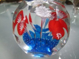 Murano Faceted Floral Paperweight  3&quot; PPWE - $64.35